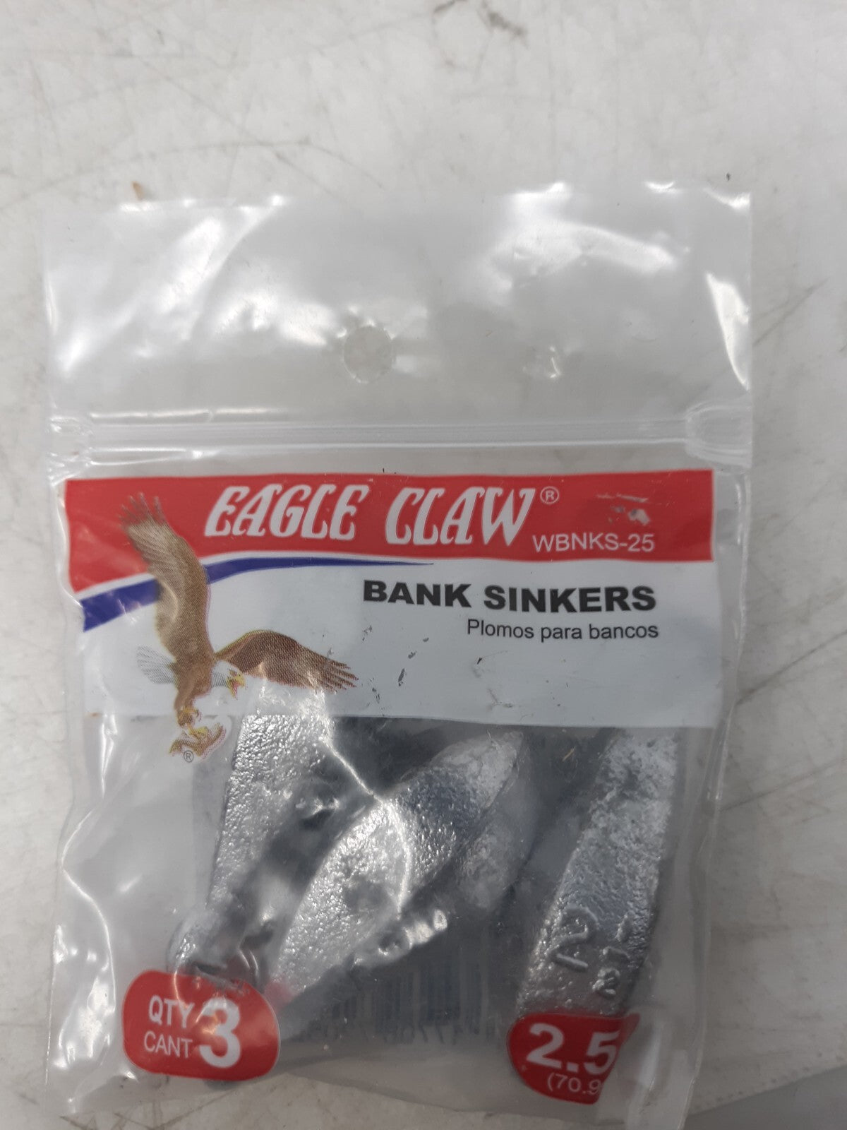 Eagle Claw WBNKS-25 Bank Sinkers 2.5 oz Lead Weights Lot of 4 Packs (12 Total)