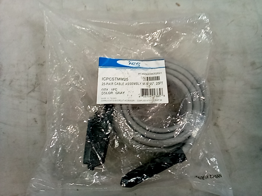 25-pair Cable Assembly M-m 90 degree ICC Female to Male 25 Ft. ICPCSTMM25