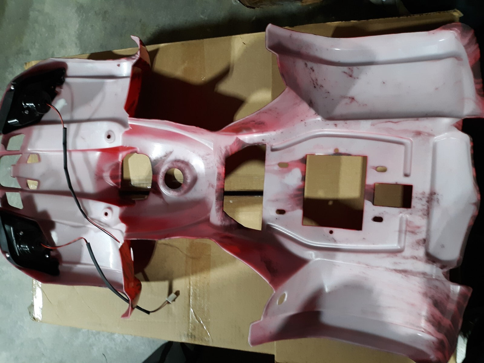 Custom Red & Black Flame Mini ATV Body Plastic Shell w/ LED Headlights