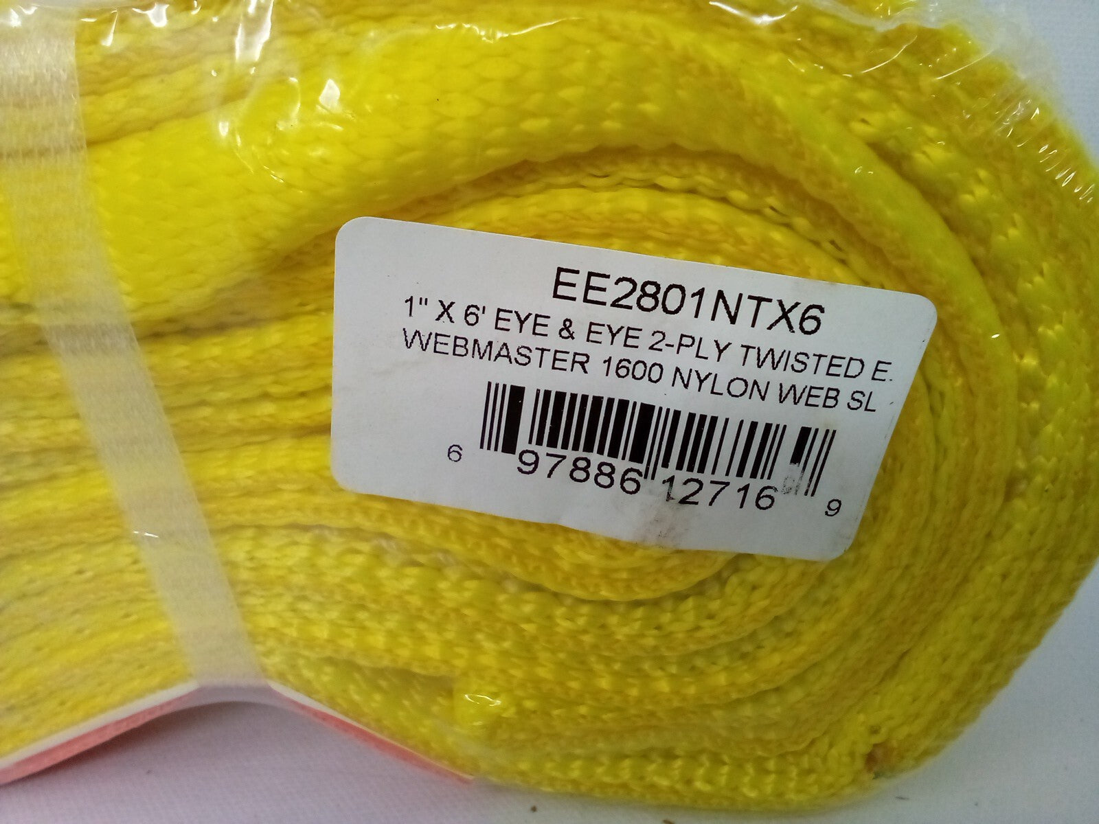 Webmaster EE2801NTX6 1" x 6' Eye & Eye 2-Ply Twisted Nylon Web Sling - 1600 lbs