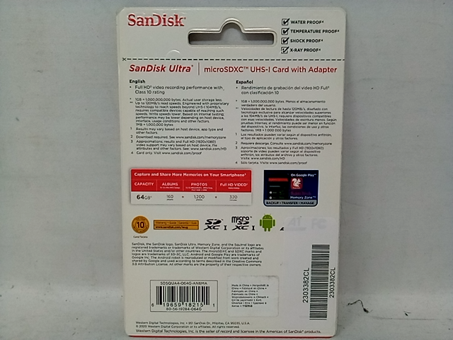 SanDisk 64gb Ultra Usd 120mb/s C10 Uhs -  SDSQUA4-064G-AN6MA , MicroSDXC UHS-I C