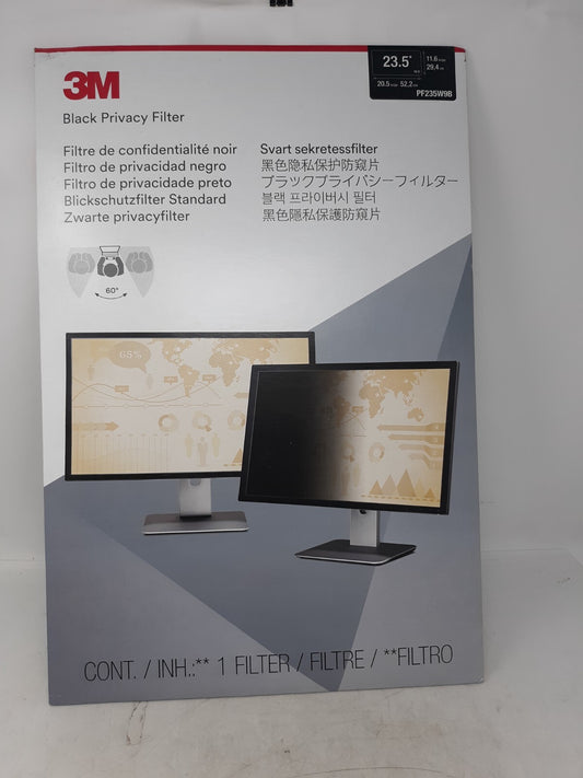 3M PF235W9B Black Privacy Filter 23.5" 16:9 Monitor Anti-Glare Screen Shield