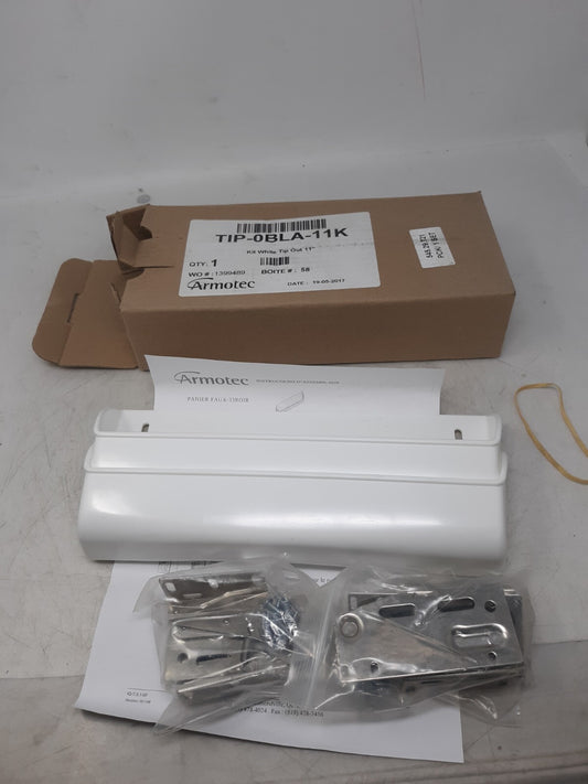 Armotec TIP-0BLA-11K White Tip-Out Tray Kit Faux Drawer 11" Mounting Hardware