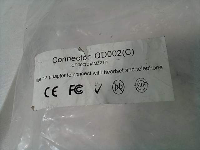 Black connector adapter for headset and telephone, qd002(c)