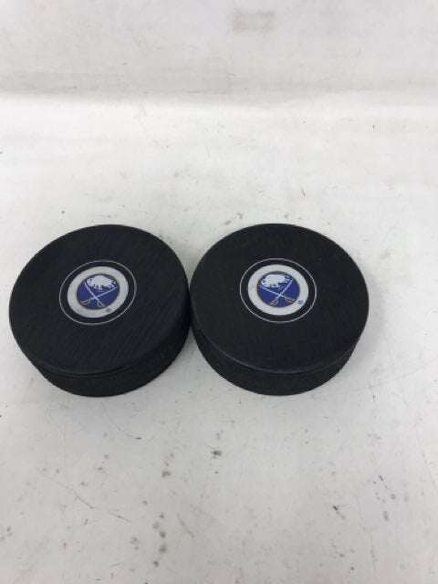 Lot of 2 Buffalo Sabres Hockey Pucks