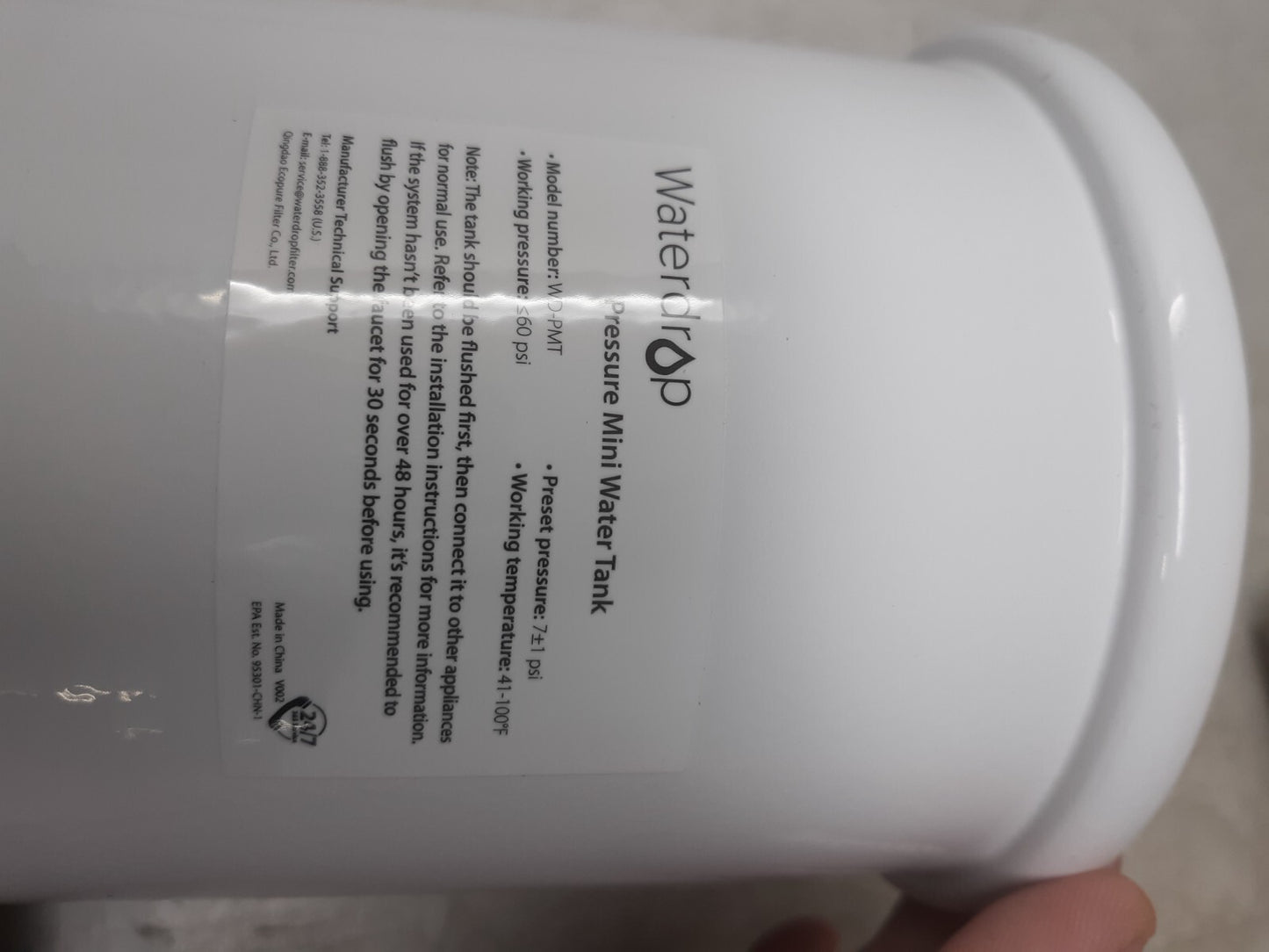 Waterdrop WD-PMT Pressure Mini Water Tank 7 PSI for Reverse Osmosis Systems