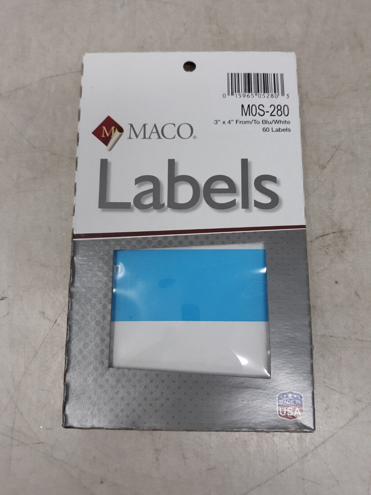 MACO From/To Mailing Labels, 3 X 4 Inches, 60 per Box, Blue and White (OS-280)