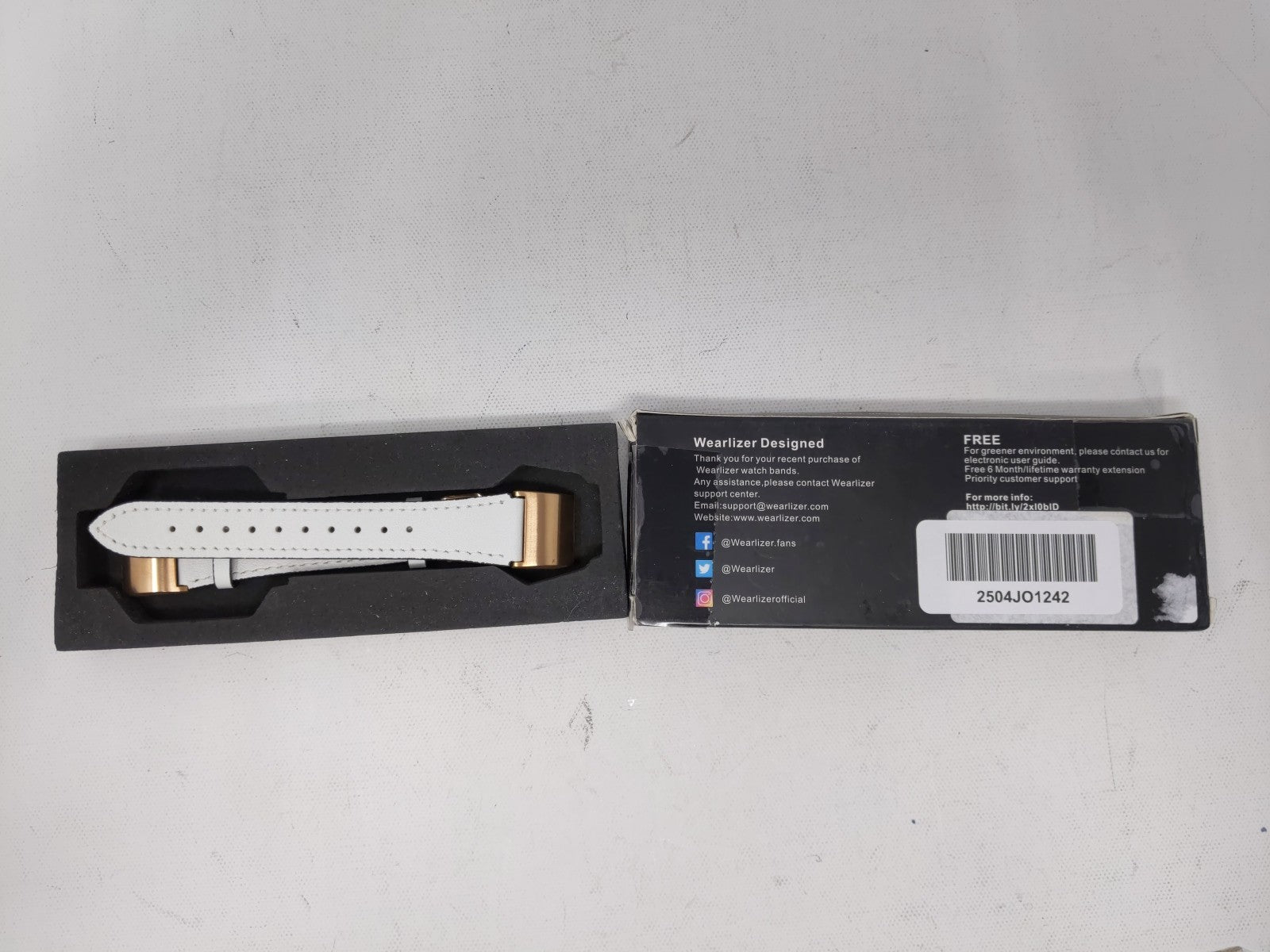 Wearlizer Designed Leather White Band Strap with Adapters for Fitbit Charge 2