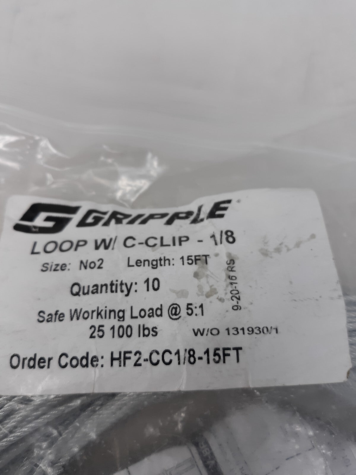 Lot of 10 Gripple Loop 200LBS 10ft HF2-CC1/8-15FT with Locks