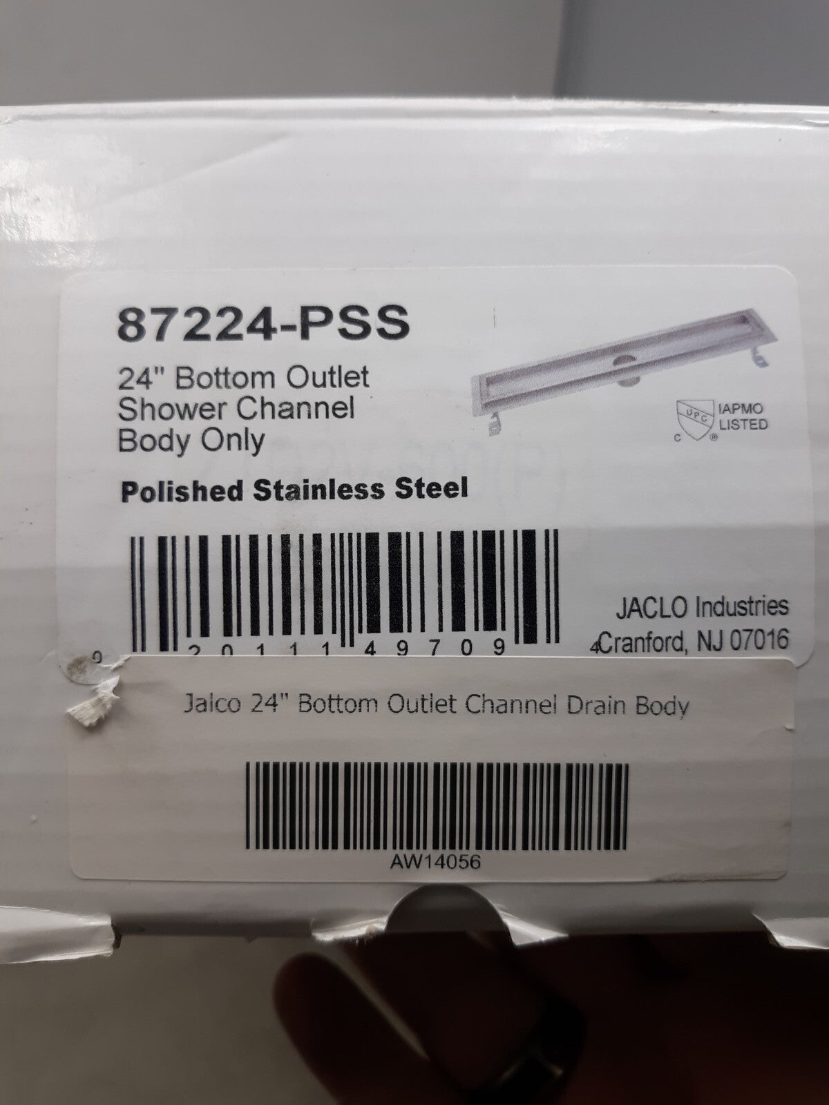 Jaclo 87224-PSS Td Base Bottom Outlet, 24", Polished Stainless Steel