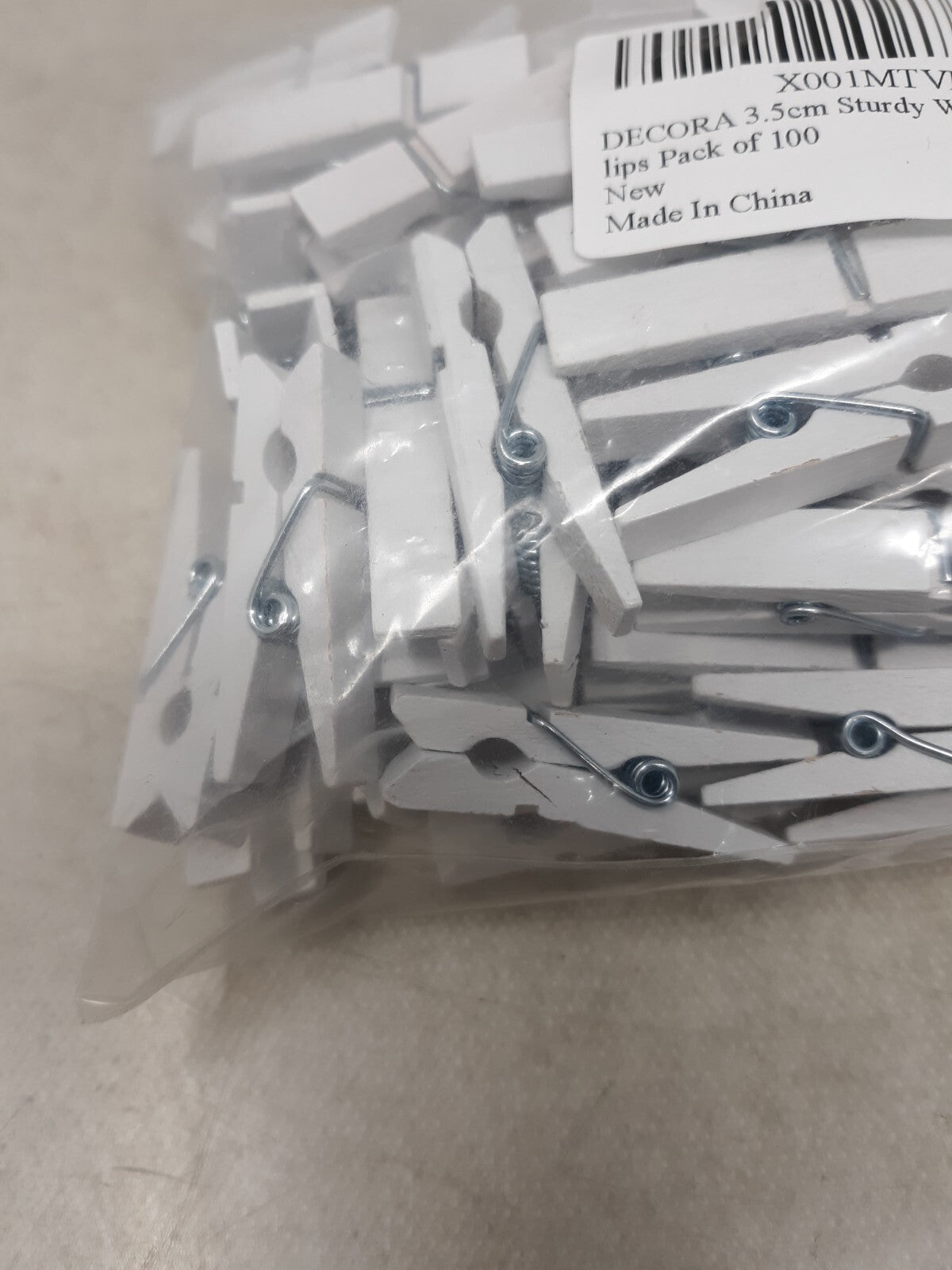 Decora 3.5cm Sturdy White Wooden Mini Clothespin Photo Clips Pack of 100