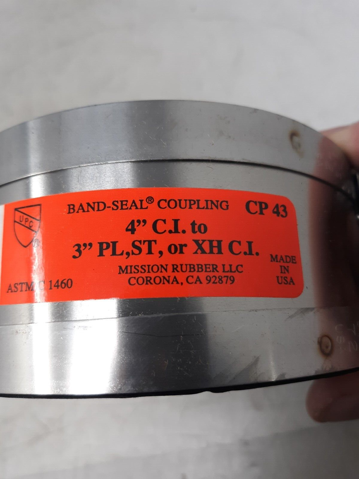 Mission CP43 Band-Seal Coupling 3" PL/ST/XH to 4" Cast Iron CI Adapter