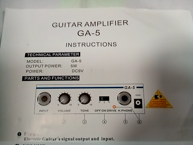 Guitar Amplifier GA-5, 5W - DC9V