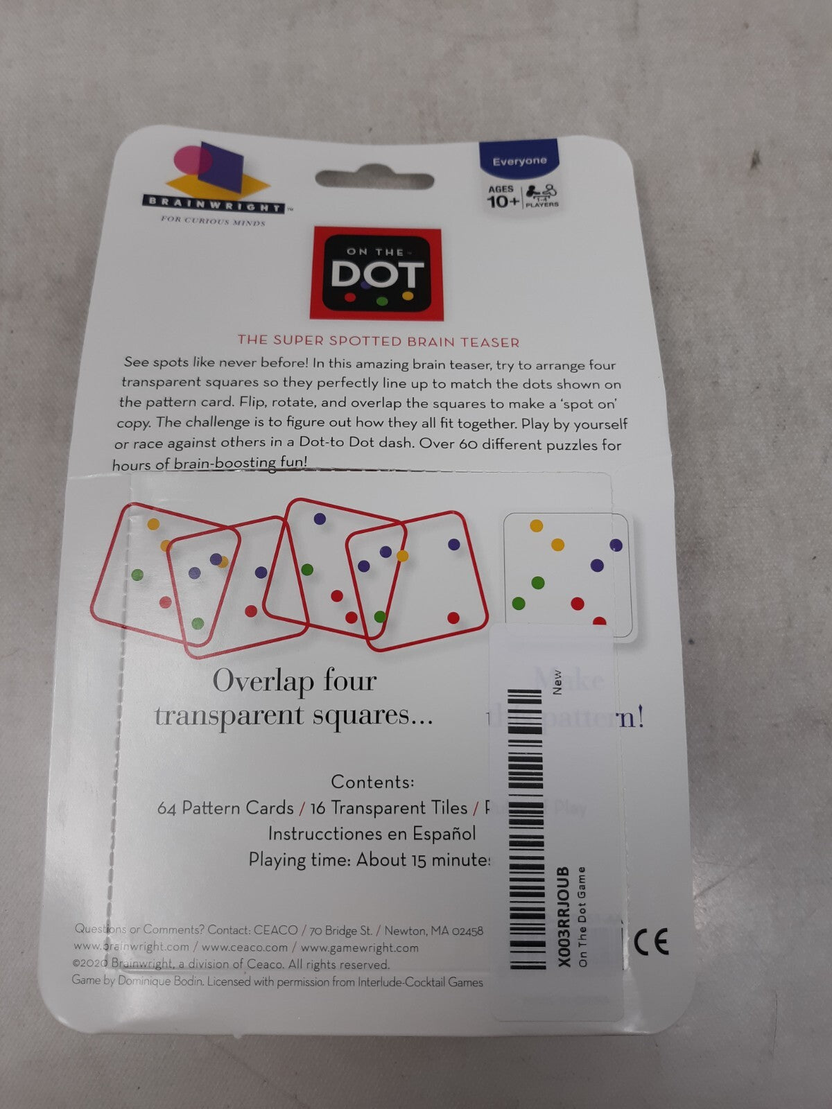 New Brainwright On The Dot Brain Teaser Puzzle Game - Perfect Travel Game