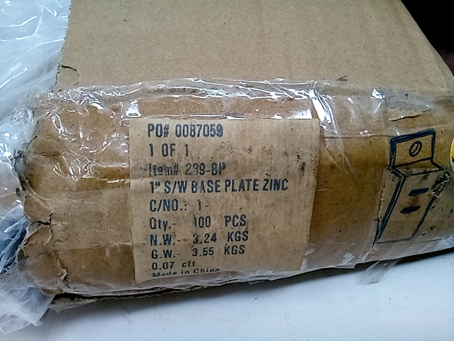 G+B Grand+Benedicts 1" S/W Base Plate Zinc - Case of 100