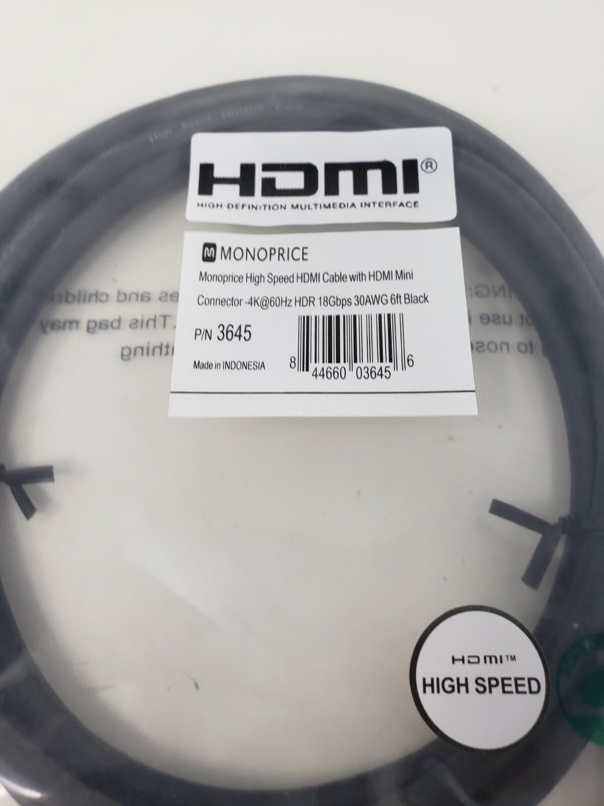 Monoprice - High Speed HDMI Cable Black 6 Ft. 3645 - LOT OF 10