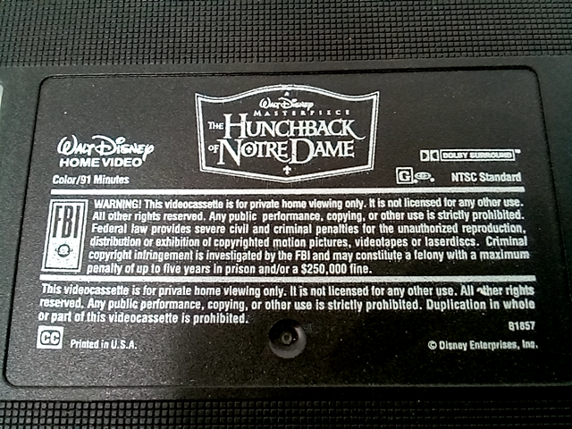 Hunchback of Notre Dame Gary Trousdale Director VHS