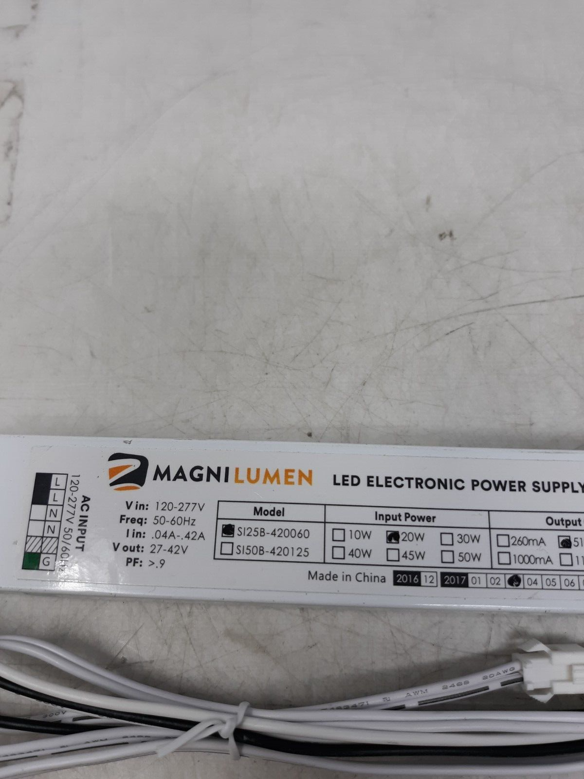 Magni lumen LED Electronic Power Supply 20 watt Model SI25B-420060