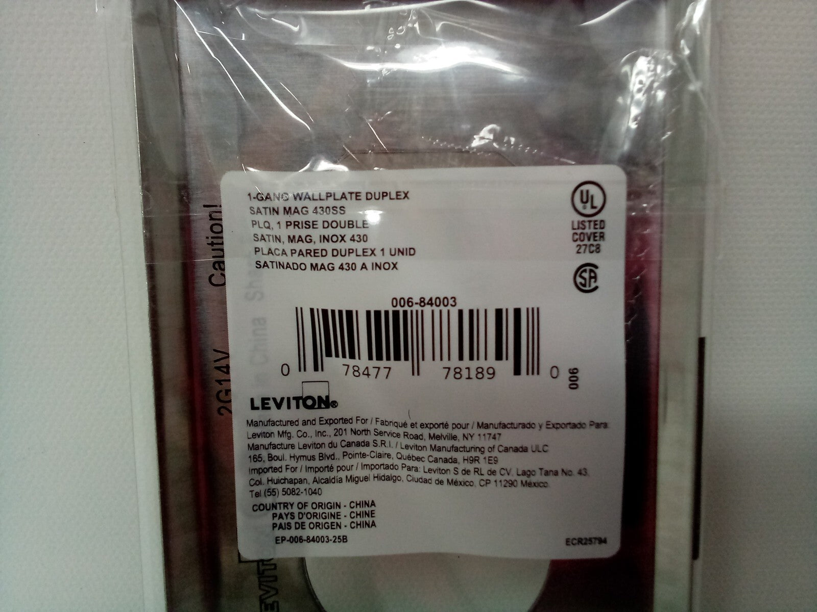 Leviton One Gang Wallplate Duplex Satin Mag 430ss 84003 (25pack)