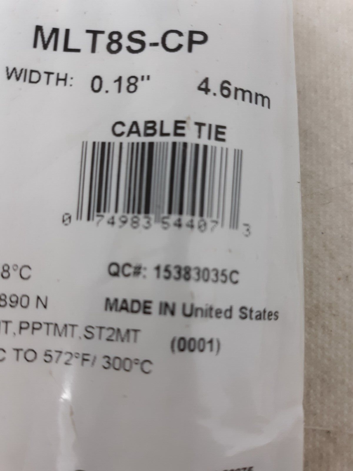 Panduit Mlt2s-Cp 7.9" L Extra Heavy Duty Cable Tie Pk 100