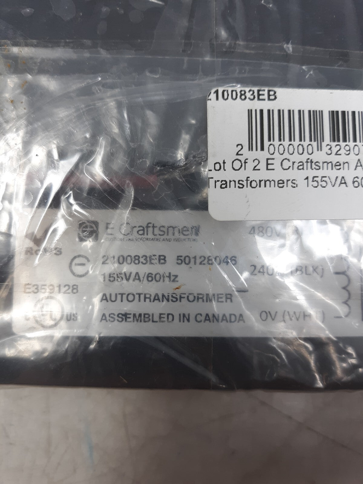 Lot of 2 E Craftsmen Autotransformers 155VA 240V 60Hz – Assembled in Canada