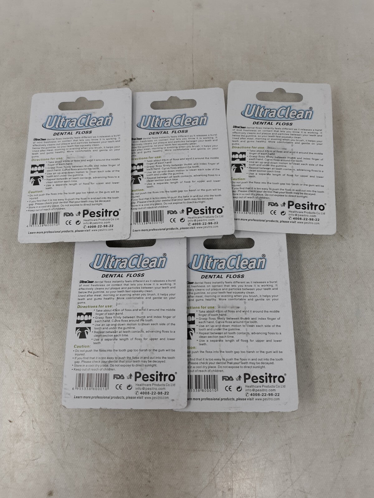 Lot of 5 Pesitro Ultra Clean Expansion Dental Floss 50 Meters