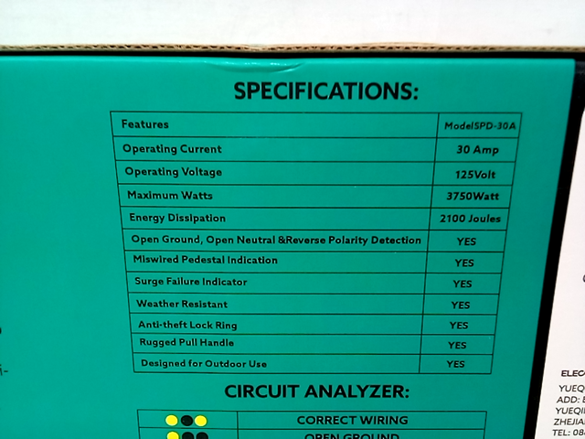 Elecall RV Surge protection with circuit analyzer ESPD Series