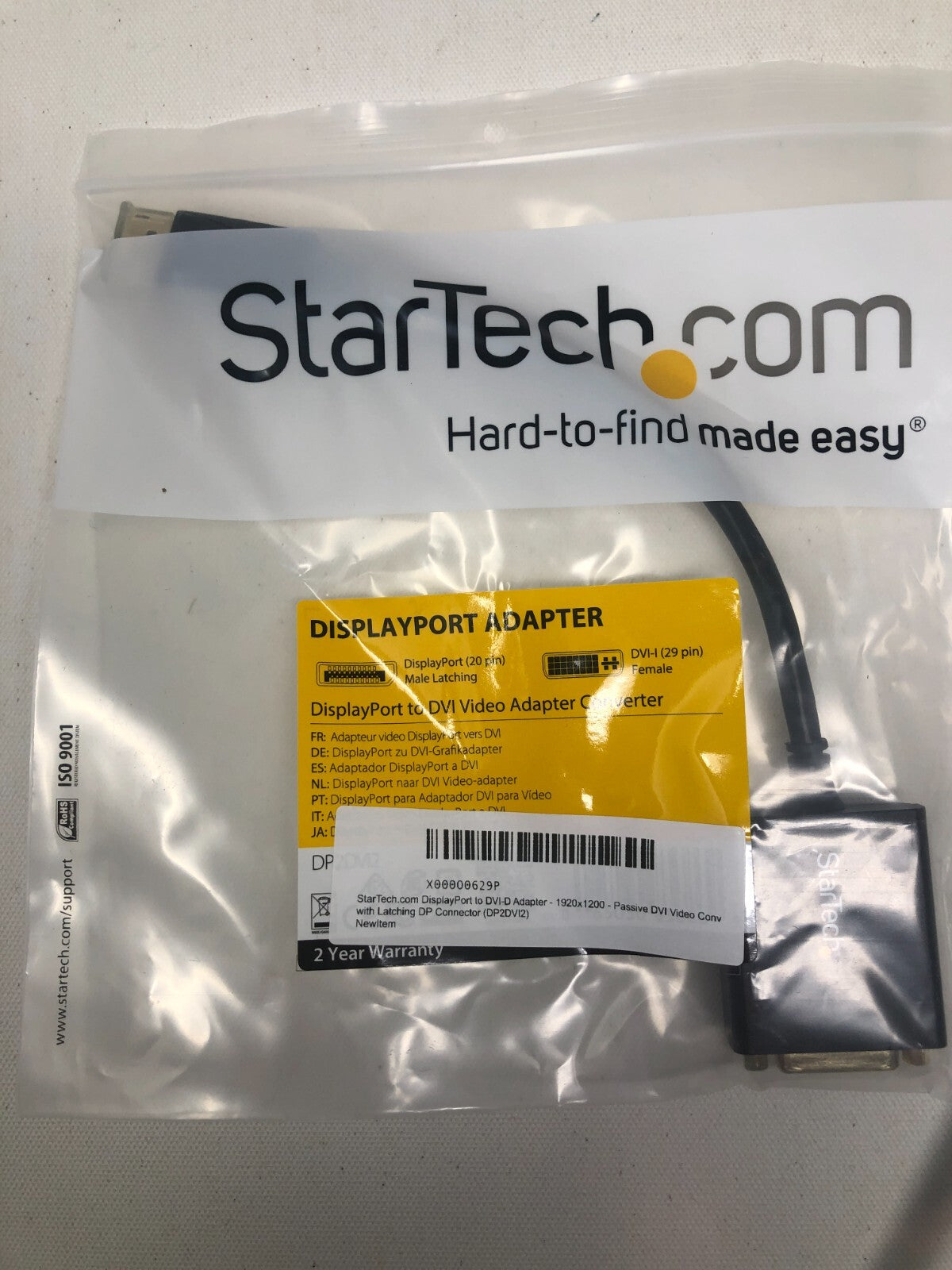 StarTech CN6208 DP2DVI2 DisplayPort/DVI Audio/Video Cable, Black