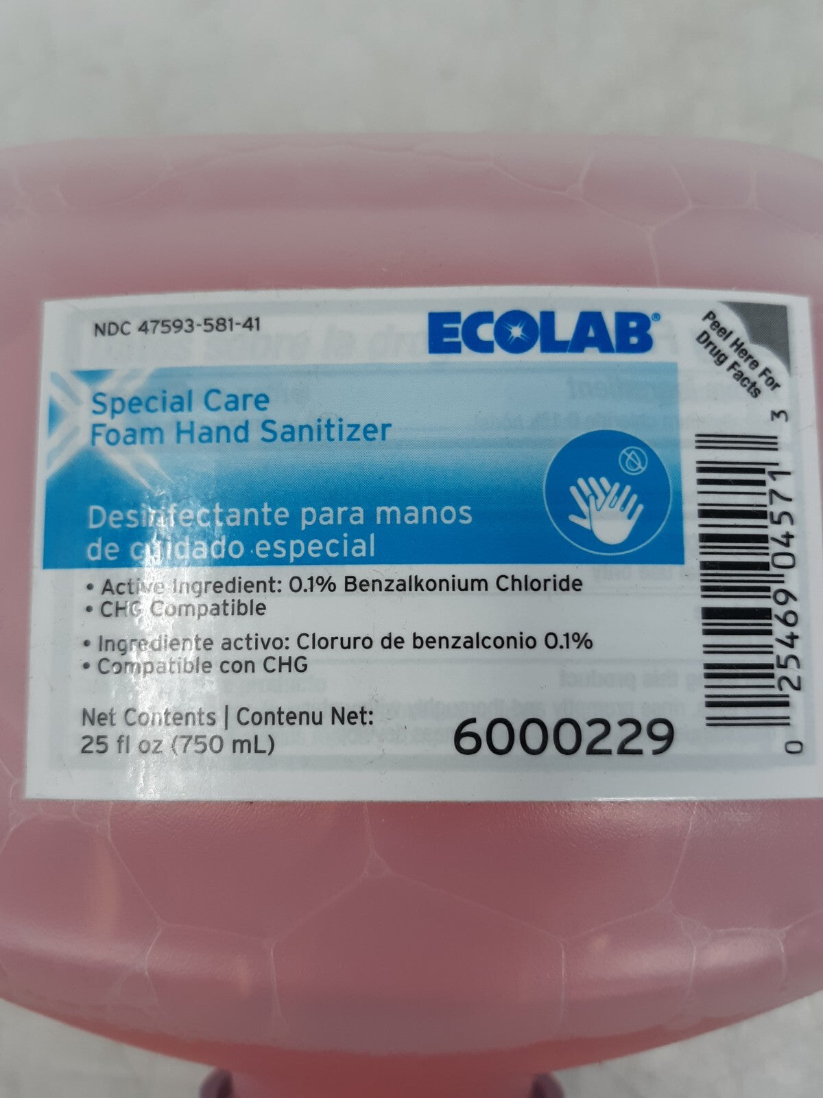 Ecolab Special Care Foam Hand Sanitizer Refill 25 fl oz (750 mL) - CHG Compatibl