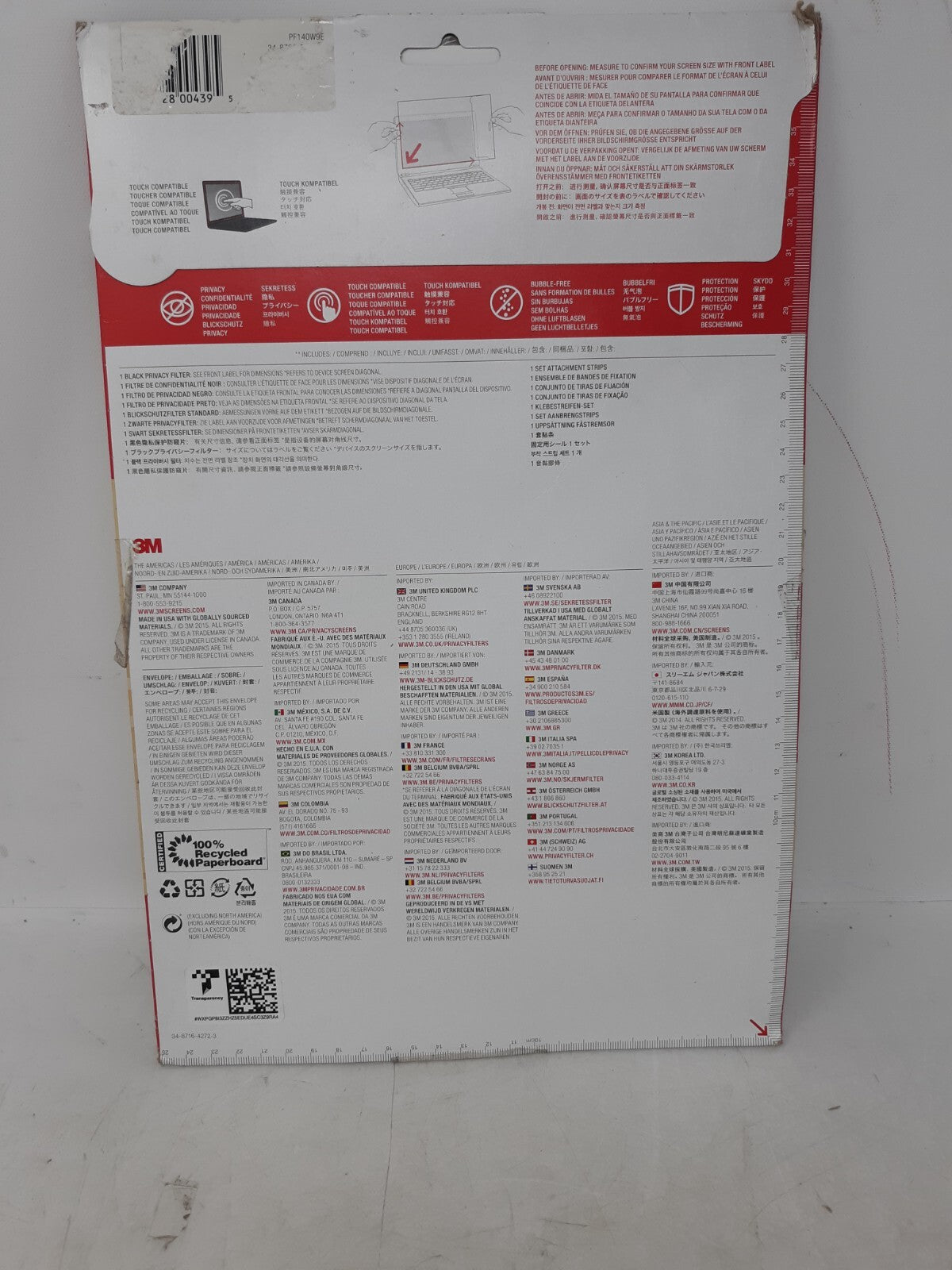 3M PF140W9E Black Privacy Filter 14.0" 16:9 Touch Compatible Screen Shield