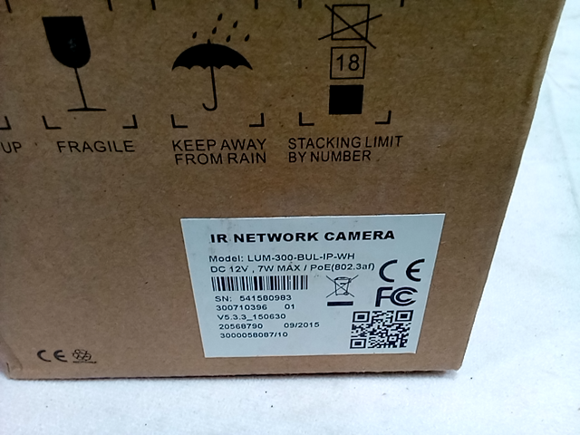 IR Network Camera LUM-300-BUL-IP-WH DC 12V, 7W Max