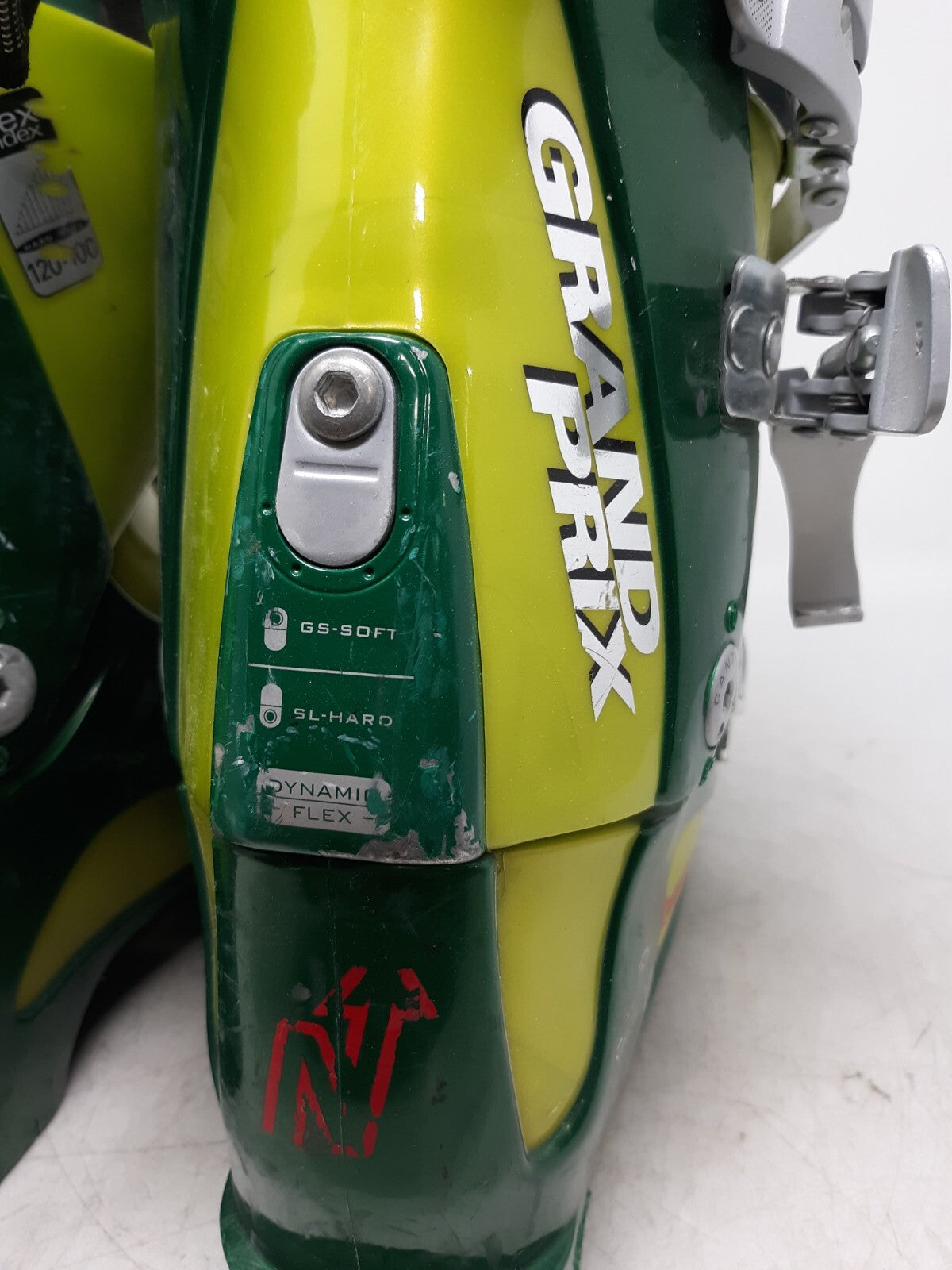 Nordica Grand Prix Racing Ski Boots - Green & Yellow - 4-Buckle - Adjustable Fit