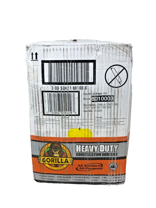 (12)-Gorilla 9 Oz. All Surface Construction Adhesive 8010003 12pk
