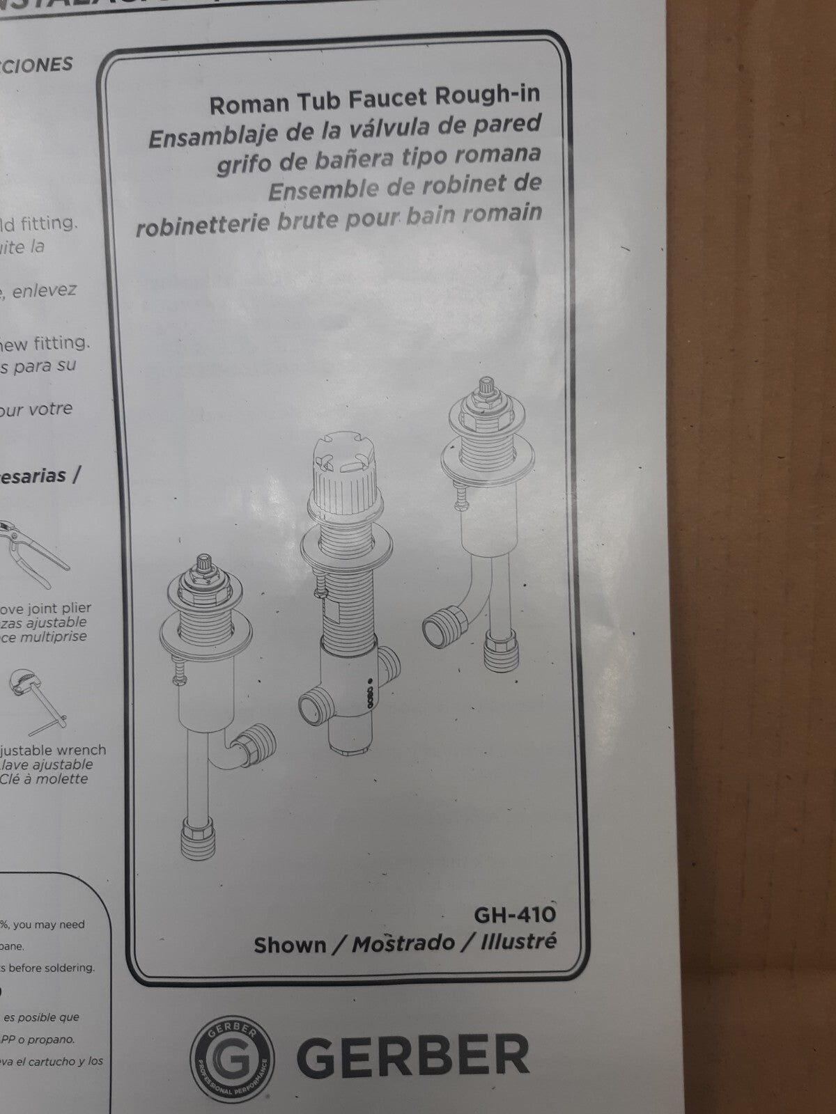 Gerber GH-410 Roman Tub Widespread Rough in Valve Pack