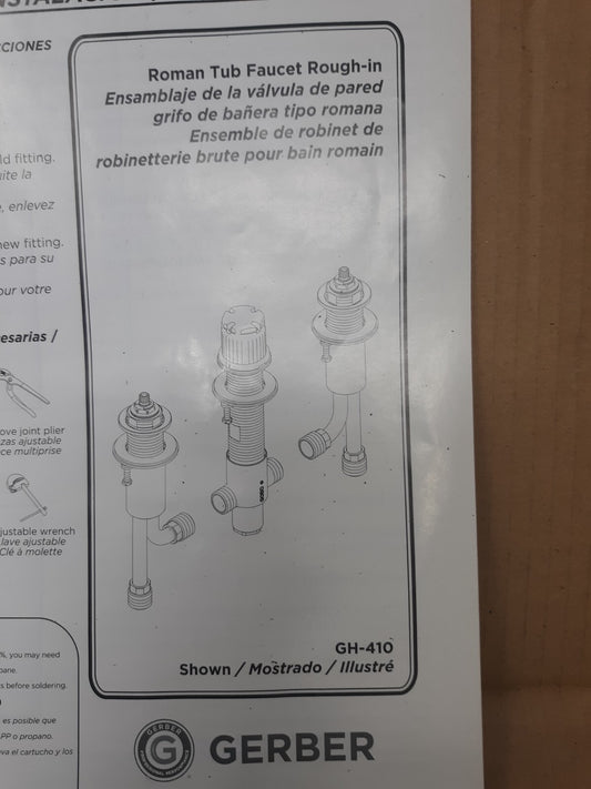Gerber GH-410 Roman Tub Widespread Rough in Valve Pack