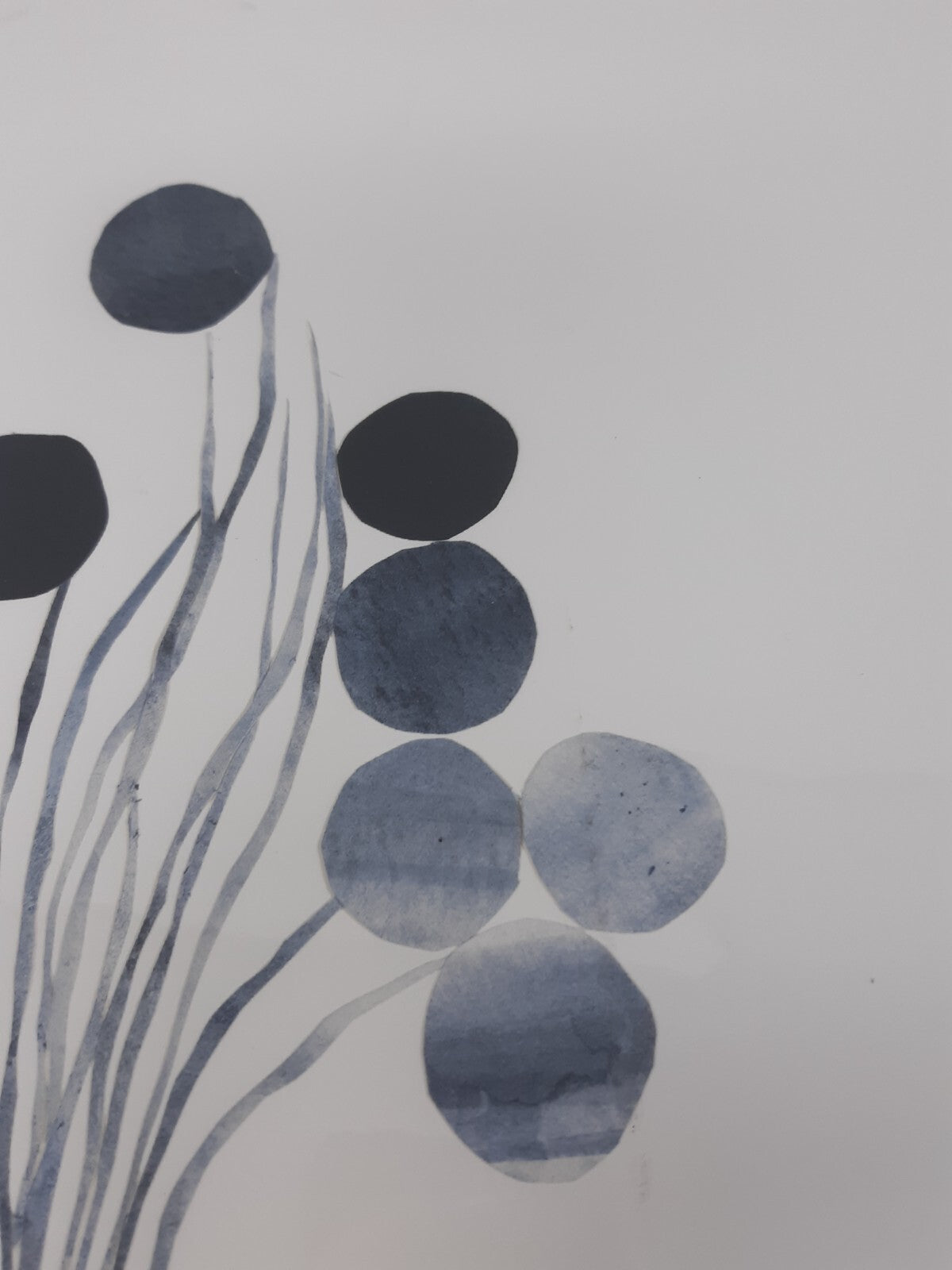 Minimalist Botanical Wall Art Print – Navy Blue Abstract Leaves & Berries