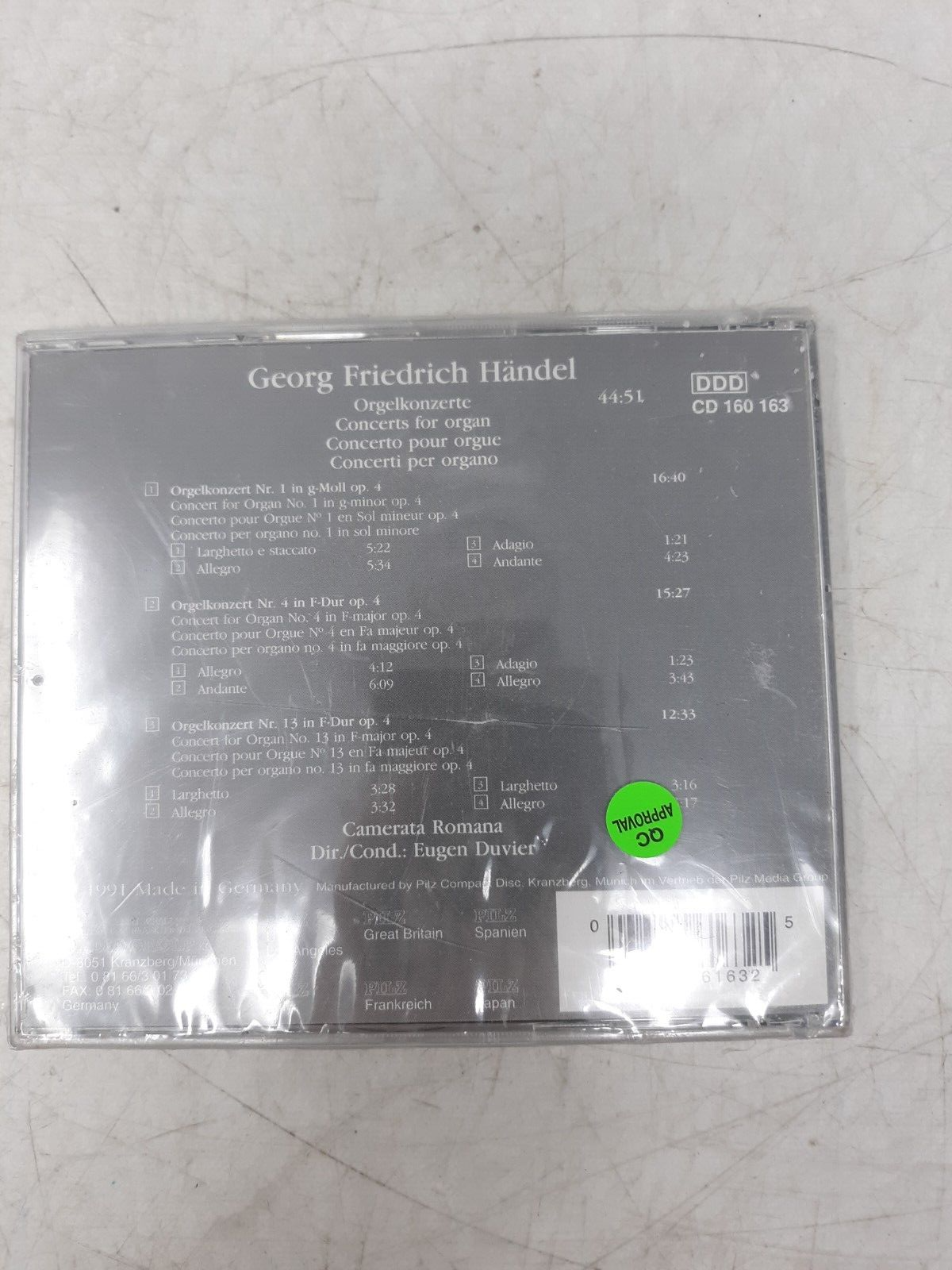 Georg Friedrich Händel - Orgelkonzerte (Organ Concertos) CD Pilz 160 163