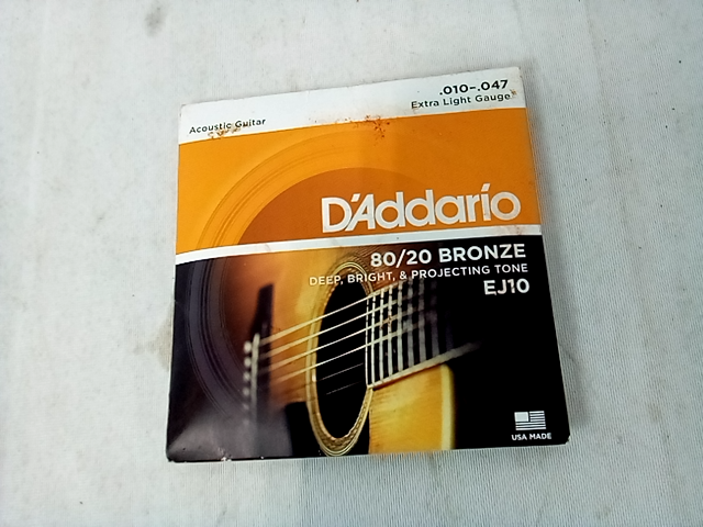 D Addario EJ10 Bronze Acoustic Guitar Strings  Extra Light  10-47 , 80/20 Bronze