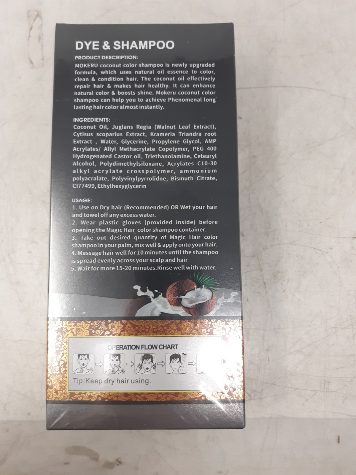 MOKERU Coconut Dye & Shampoo 500ml Permanent Hair Color – Grape Red #4