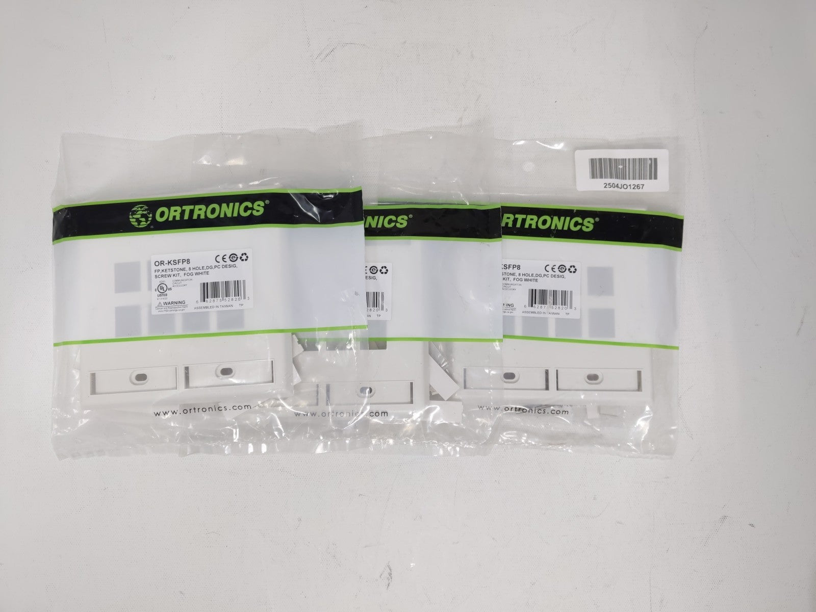 Ortronics (3 pack) OR-KSFP8 Dual 2-Gang 8-Port Wall Plate, Fog White