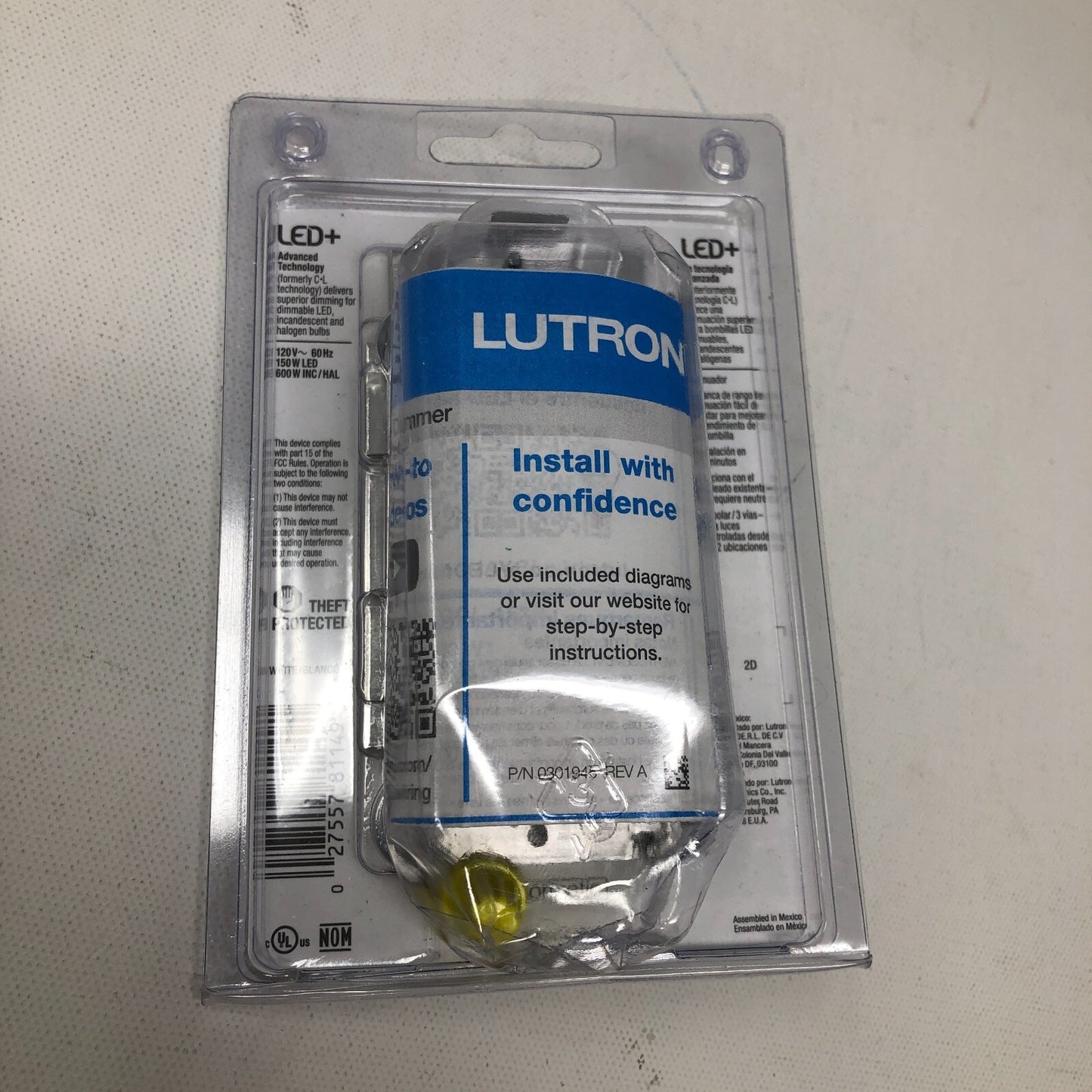 Lutron Single Pole Dimmer: TGCL-153PH-WH