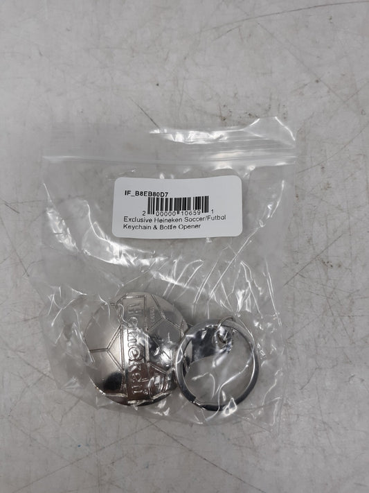 Heineken Soccer Chrome Silver Finish Futbol Bottle Opener Key Chain