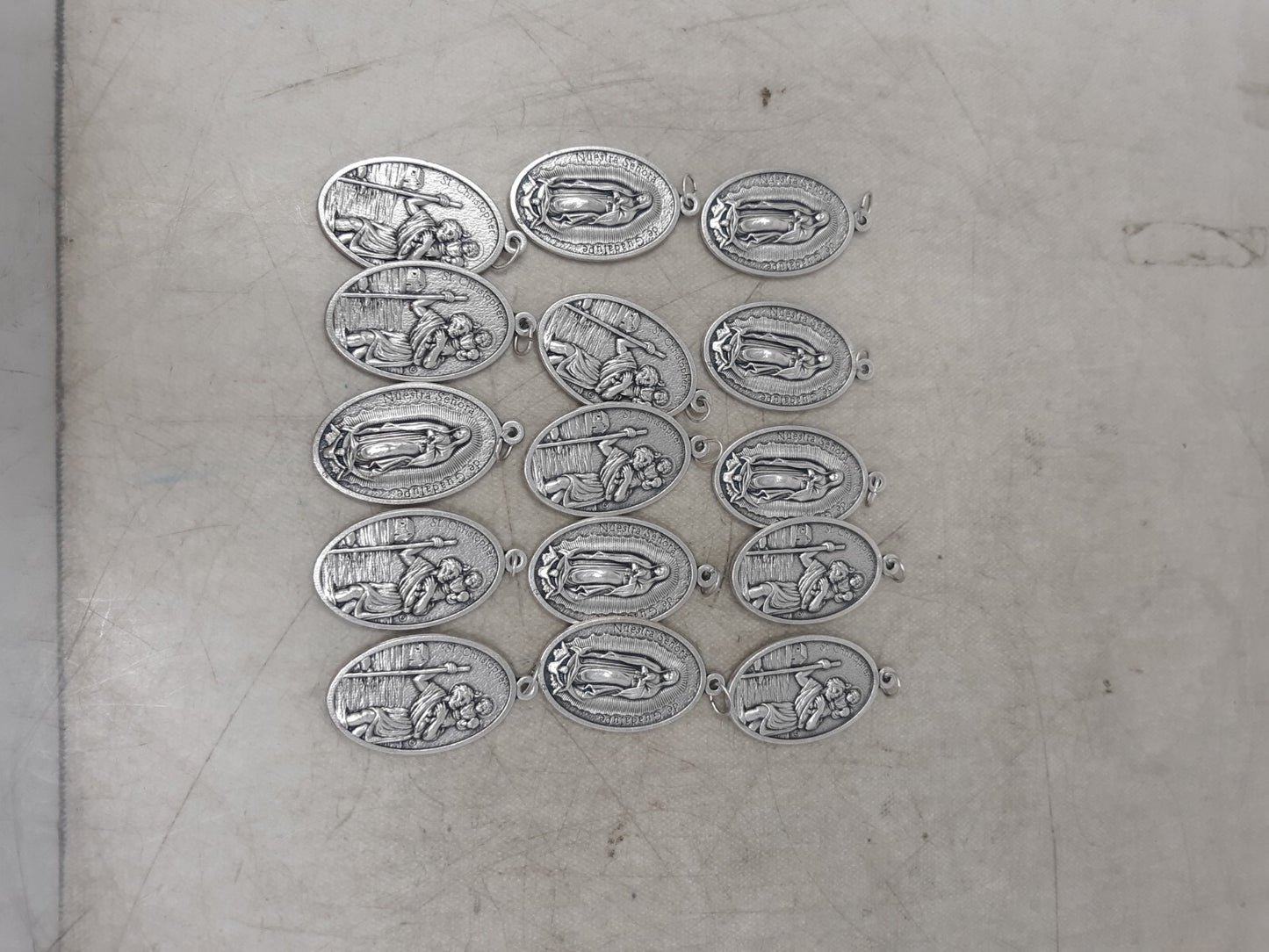 Lot of 15 St Christopher Saint Travel Medal / Nuestra Senora de Guadalupe Medal