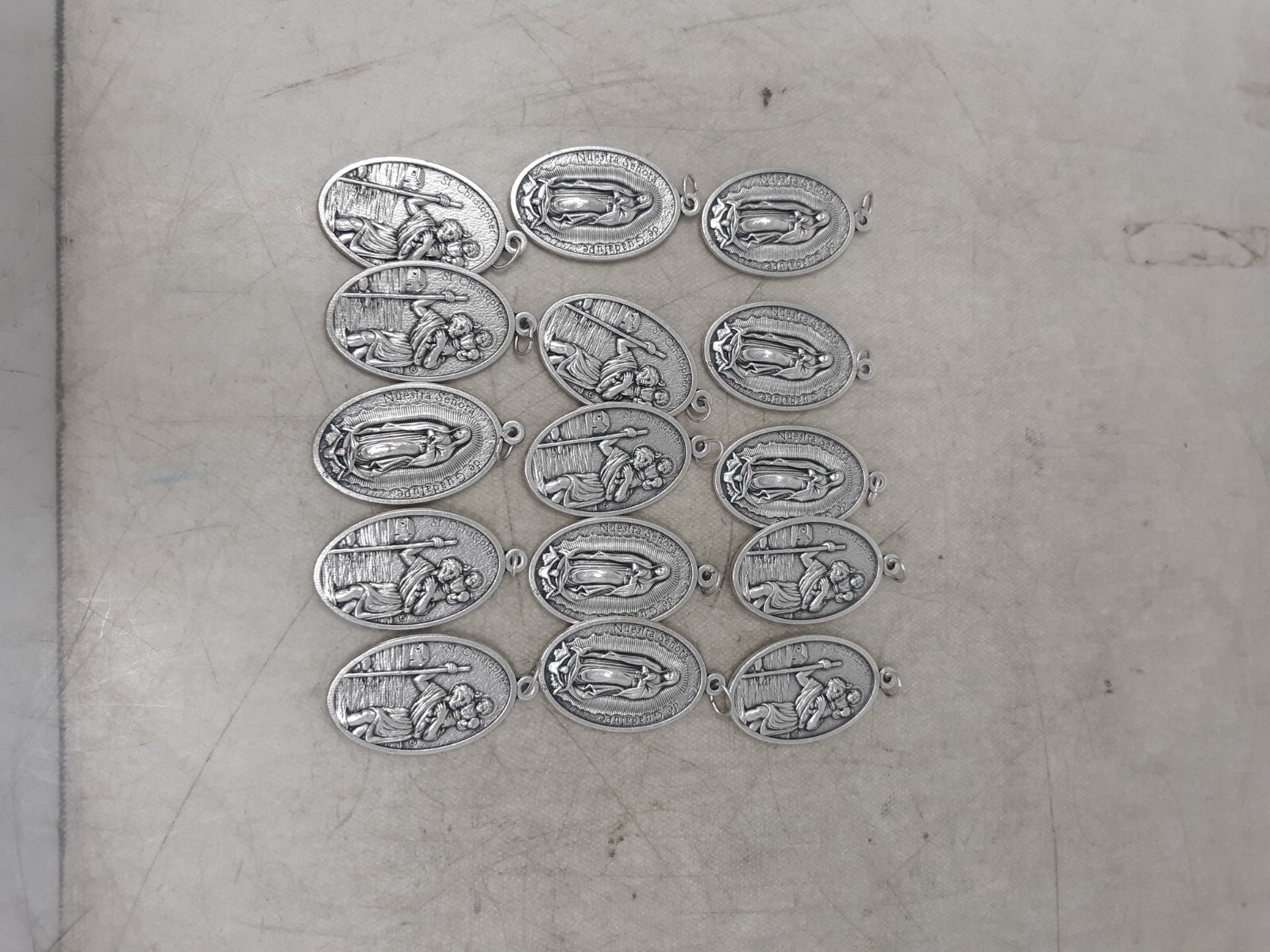 Lot of 15 St Christopher Saint Travel Medal / Nuestra Senora de Guadalupe Medal