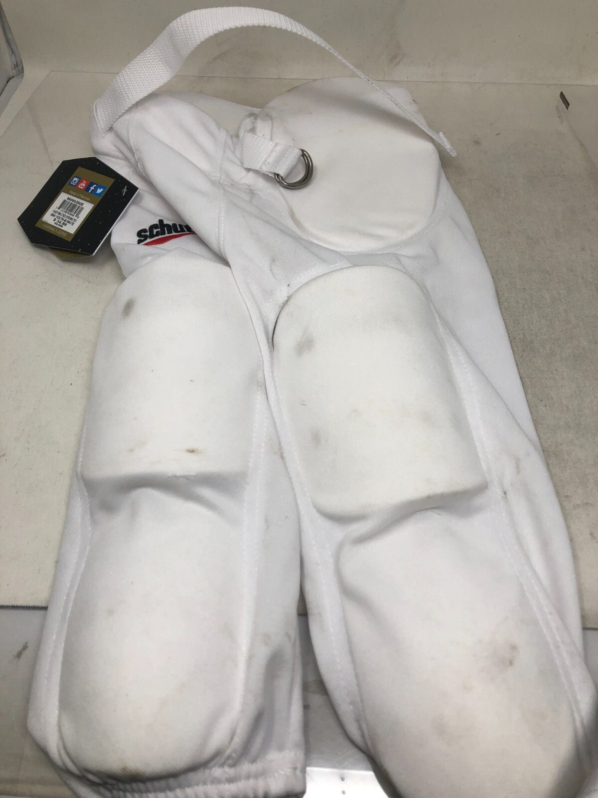 Schutt Sports Youth All-in-One Poly Knit Football Pant, White, Medium