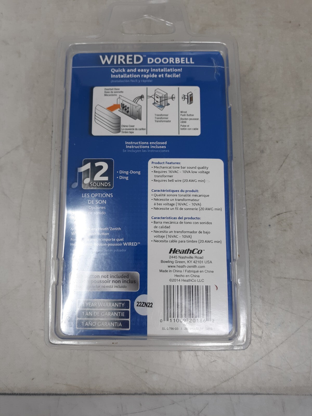 HEATH ZENITH DOORBEL CHIME Quality Wired 2 Note Sounds Basic White