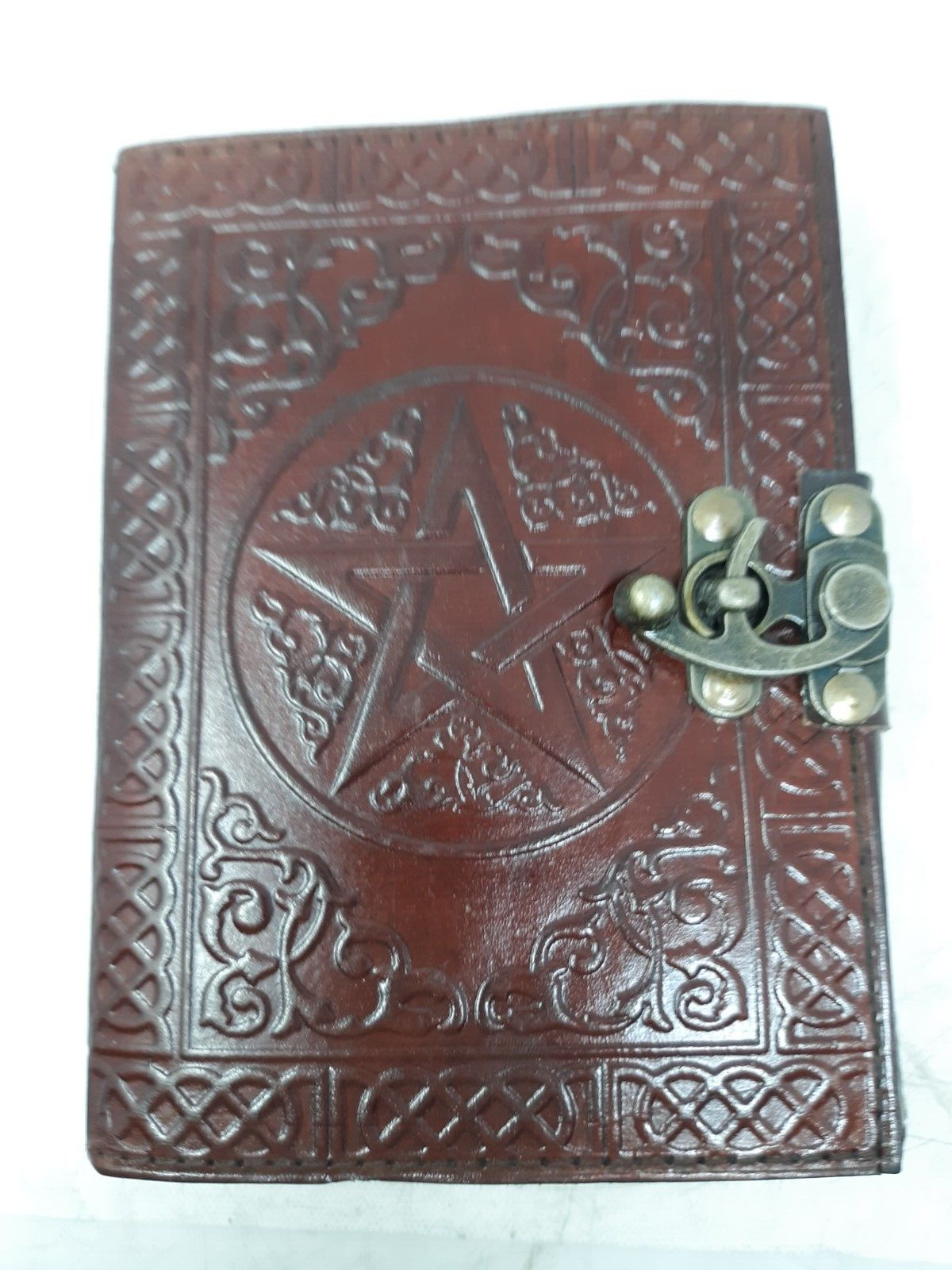 Handmade Leather Journal w/ Pentagram & Celtic Knot | Vintage Notebook
