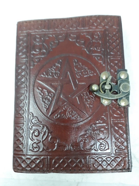 Handmade Leather Journal w/ Pentagram & Celtic Knot | Vintage Notebook