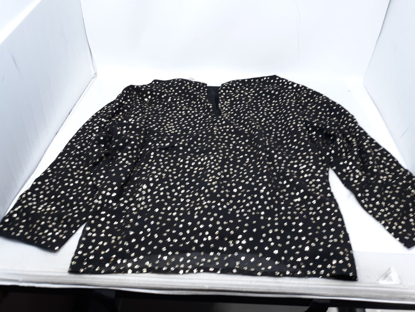 & Other Stories Black Gold Sequin Embellished Long Sleeve Blouse Size 12