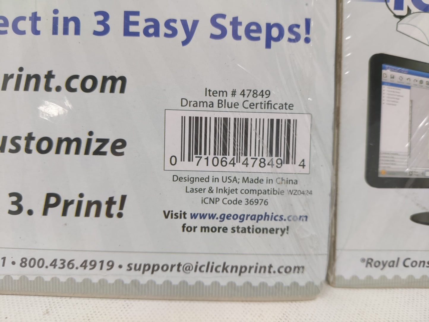 Geographics  Certificate 47849 Blue Royalty Border 30/Pack